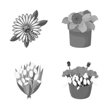 Vector illustration of spring and wreath symbol. Set of spring and blossom stock Stock Illustration