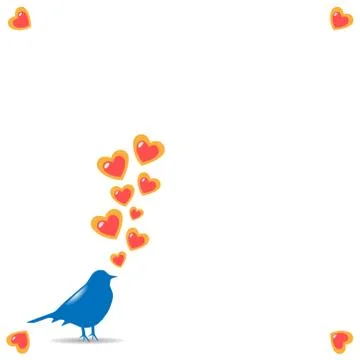 Vector illustration a spring card with a silhouette of a bird of blue color w Stock Illustration