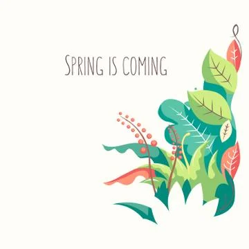 Vector illustration of a spring season in flat style - cherry blossoms and pe Stock Illustration
