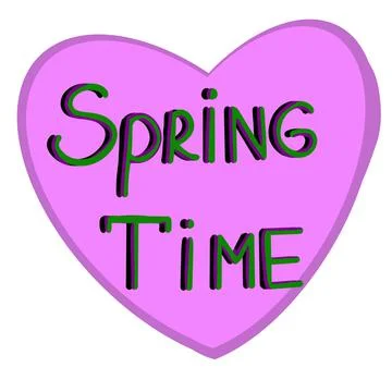 Vector illustration spring time ,text in pink heart Stock Illustration