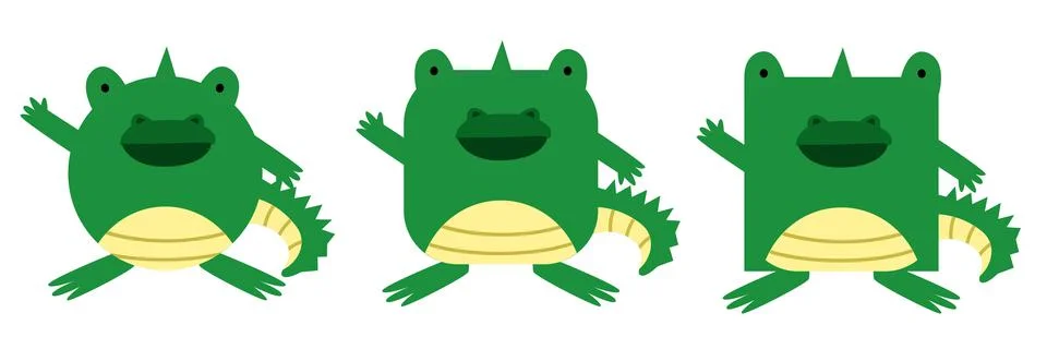 Vector illustration of a square crocodile in a flat style Illustrazione stock