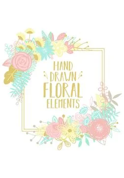 Vector illustration of a square frame, decorated with floral motifs for decor Stock Illustration