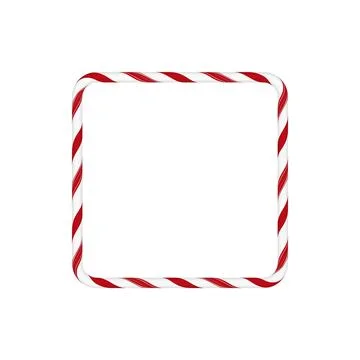 Vector illustration square frame in the form of a candy cane with red and white Stockillustratie