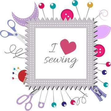 Vector illustration a square frame from objects and materials for courses of  Illustrazione stock