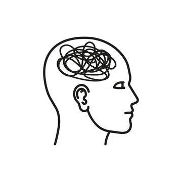 Vector illustration of squiggle in head. Depression concept. Stock Illustration