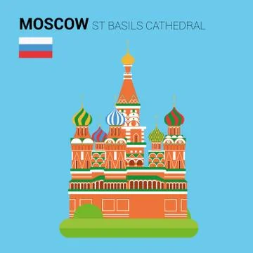 Vector illustration of St Basils Cathedral (Moscow, Russia). Monuments and landm Stock Illustration