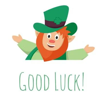 Vector illustration of St. Patrick's day leprechaun with big sign. Stock Illustration