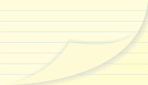 Vector illustration of a stack of lined writing paper, curved corners at th.. Stock Illustration