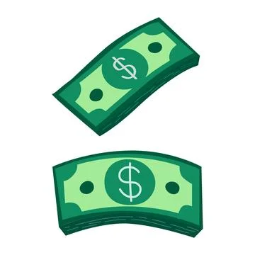 Vector illustration of stacked green dollar bills featuring a dollar sign Illustrazione stock
