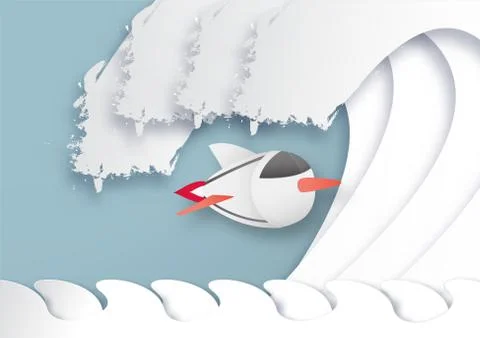 Vector illustration with start up concept in paper cut, craft and origami sty Stock Illustration