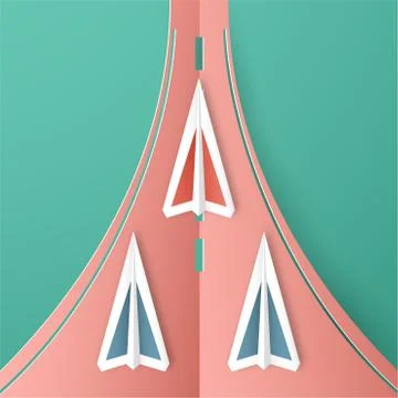 Vector illustration with start up concept in paper cut, craft and origami sty Stock Illustration