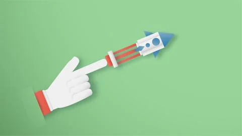 Vector illustration with start up concept in paper cut, craft and origami sty Stock Illustration