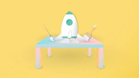 Vector illustration with start up concept in paper cut, craft and origami sty Stock Illustration