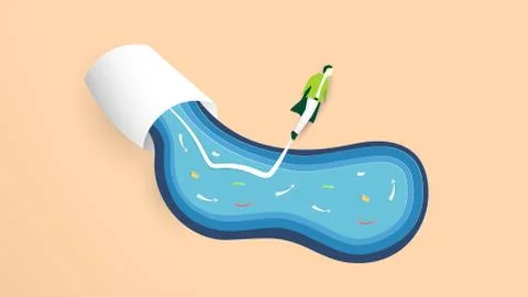 Vector illustration with start up concept in paper cut, craft and origami sty Stock Illustration