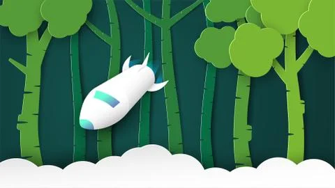 Vector illustration with start up concept in paper cut, craft and origami sty Stock Illustration