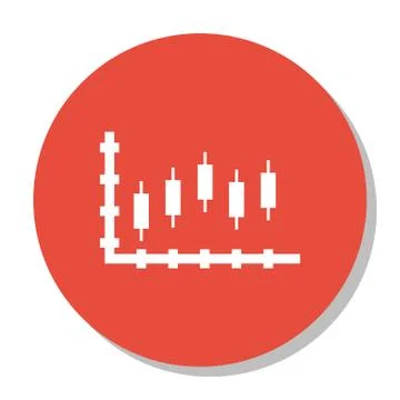 Vector Illustration Of Statistics Icon On Candles Chart In Trendy Flat Style. Stock Illustration
