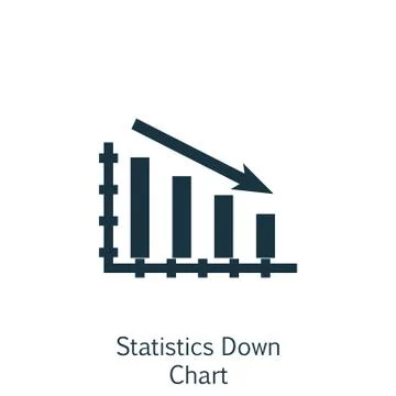 Vector Illustration Of Statistics Icon On Statistics Down Chart In Trendy Fla Stock Illustration