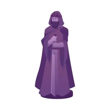 Vector illustration of a statue depicting a man in a cloak with a sword in me Stock Illustration