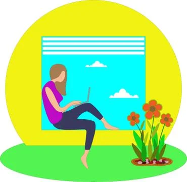 Vector illustration of stay and work at home Stock Illustration