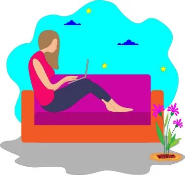 Vector illustration of stay and work at home Illustrazione stock