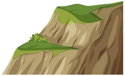 Vector Illustration of a Steep Mediterranean Cliff with Green Grass Stock Illustration