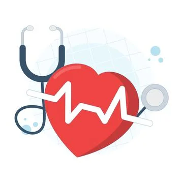 Vector illustration of stethoscope forming heart shape with heartbeat pulse. Stock Illustration