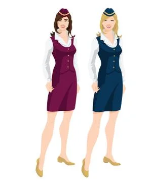 Vector illustration of stewardess in formal clothes Stock Illustration