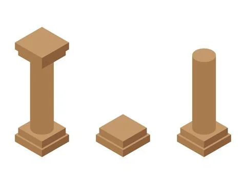 Vector illustration of a stone pillar in a minimalist isometric style Stock Illustration