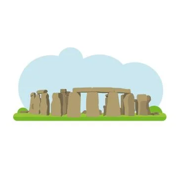 Vector illustration of Stonehenge in flat style and isolated on white background Stock Illustration