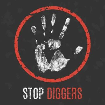 Vector illustration. Stop diggers. イラスト素材