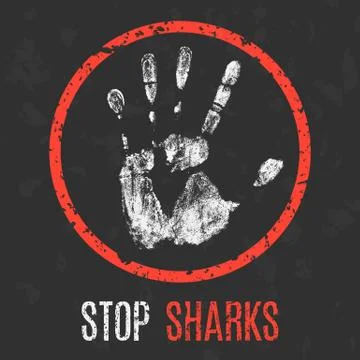 Vector illustration. Stop sharks. Stock Illustration