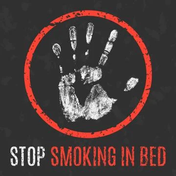 Vector illustration. Stop smoking in bed. Stockillustratie