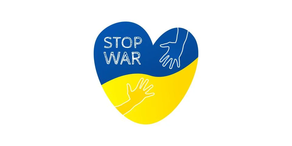 Vector illustration of stop the war ukraine russia in blue and yellow color Stock Illustration