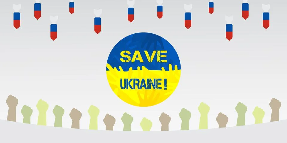 Vector illustration of stop the war ukraine russia in blue and yellow color Illustrazione stock
