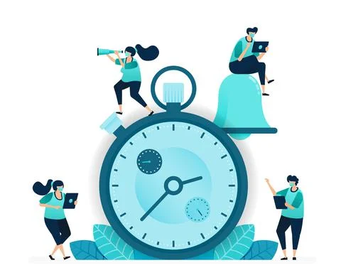 Vector illustration of stopwatch for competition and working interval. bell n Illustrazione stock