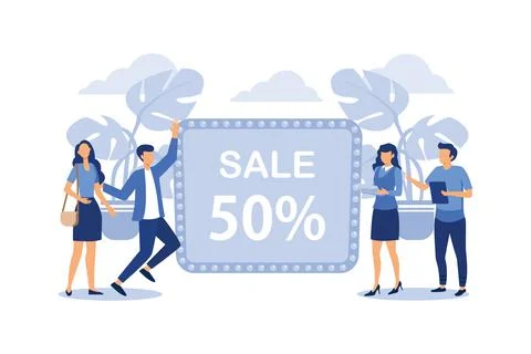 Vector illustration of a store, flyer, poster, banner, 50 percent discount, f Stock Illustration