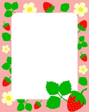 Vector illustration. Strawberry frame on pink background Stock Illustration