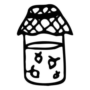 Vector illustration of strawberry jam. Jar of jam with strawberries. Stock Illustration