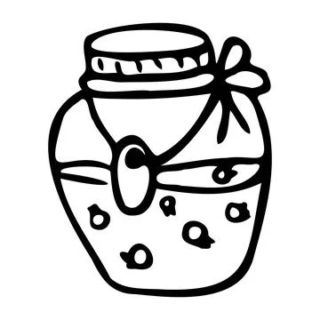 Vector illustration of strawberry jam. Jar of jam with strawberries. Stock Illustration