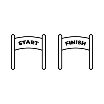 Vector illustration of streamers of Start and Finish in cartoon style Stock Illustration
