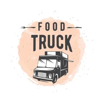 Vector illustration of street food truck graphic badge Stock Illustration