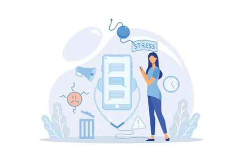 Vector illustration for stress at work, workaholic, busy office employee conc Stock-Illustration