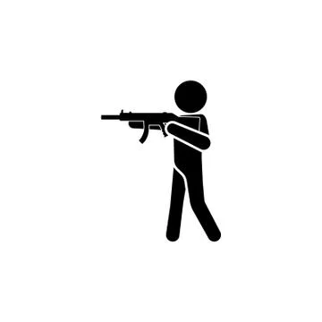 Vector illustration. Strikeball player icon white on a black background Stock Illustration