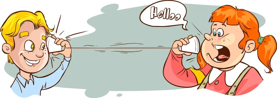 Vector illustration of a  A String Phone Experiment Stock Illustration