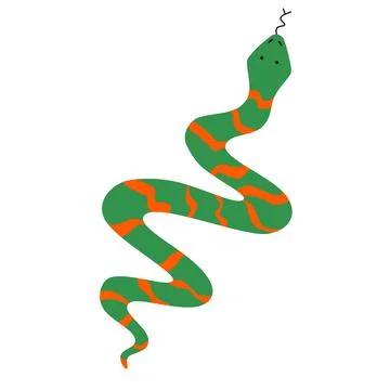 Vector illustration of a striped snake in a flat style Stock Illustration