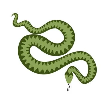 Vector illustration of a striped snake in a flat style Stockillustratie