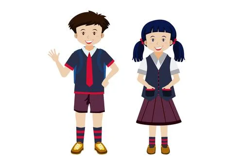 Vector illustration of student boy and student girl with school suit Stock Illustration