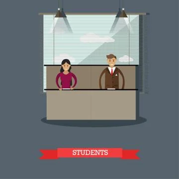 Vector illustration of students in flat style Stock Illustration