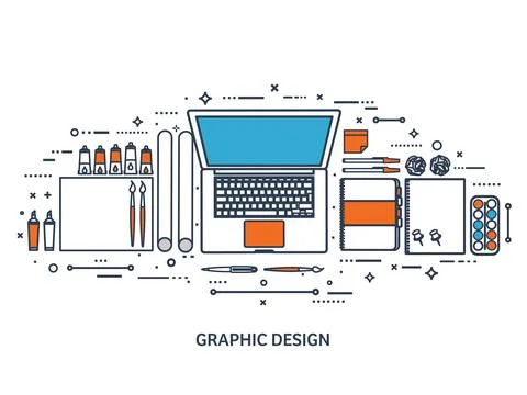 Vector illustration. Study and education. Lined flat style. Knowledge Stock Illustration