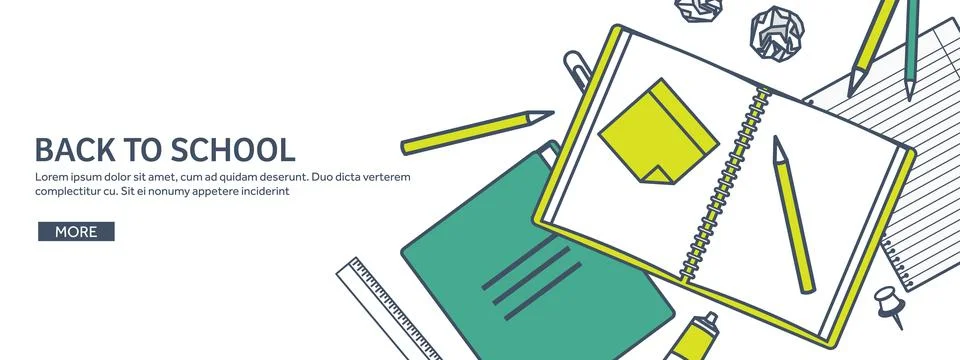 Vector illustration. Study and education. Lined flat style. Knowledge Stock Illustration